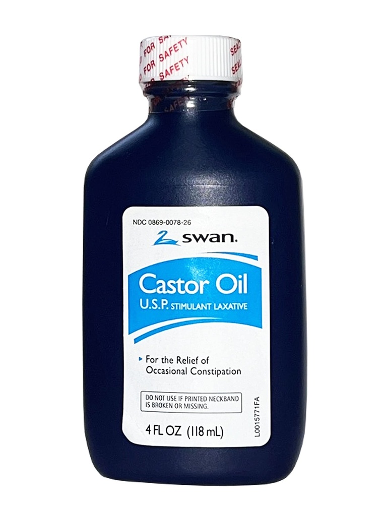 SWAN olio di ricino USP 100% Stimolant Laxative 4 FL OZ - Per il sollievo di costipazione occasionale