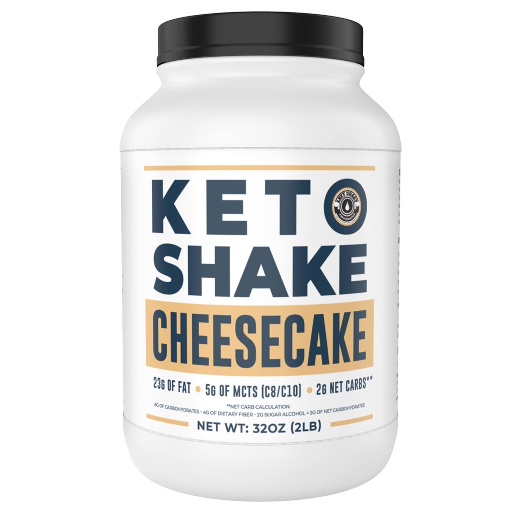 Cheesecake Keto Meal Sostituzione Shake [2lbs] - Basso Carb Protein Powder Shake Mix, Alto Grasso con MCT, Peptidi di collagene e Formaggi Real USA Crema