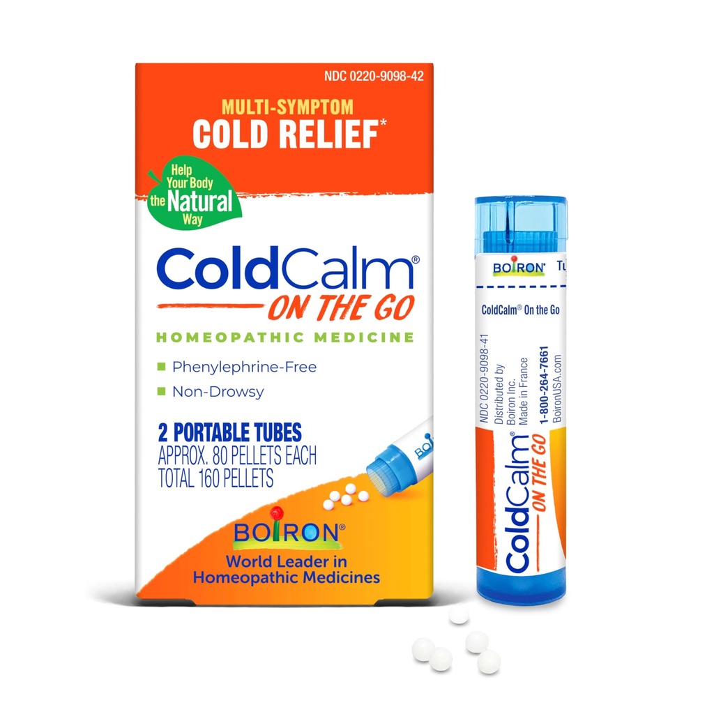 Boiron ColdCalm On The Go Cold Relief for Sneezing, Runny Nez, Nasal Congestion, et Mal Gorge - 2 Comte (160 Pellets)