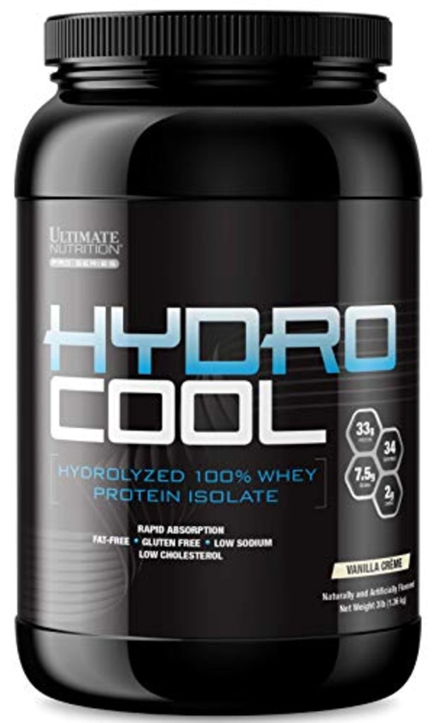 Ultimate Nutrition HydroCool Hydrolyzed Whey Protein Isolate Pulver mit No Bloating - Fett und Glutenfrei, schnelle Absorption, 33 Gramm Protein, Vanille, 3 Pfund