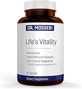 Life's Vitality Vegan Multivitamin for Men & Women – Formula non OGM con 42 Frutti e Verdura, Multivitaminico giornaliero e Complesso Minerale con Vitamina D per Supporto Immune, 90 compresse
