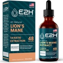 Lions Mane - Lions Mane Supplement - Promotes Mental Clarity, Memory & Focus - Lions Mane Liquid für Immununterstützung - Pilz-Tinktur - 2 Fl Oz von E2H