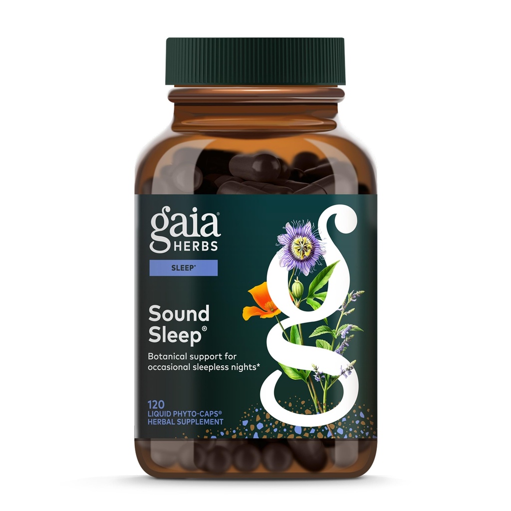 Gaia Herbs Sound Sleep - Natural Sleep Support to Promote Calm & Relaxation - mit Valerian Root, Passionflower & More - 120 Vegan Liquid Phyto-Capsules (40-Day Supply)