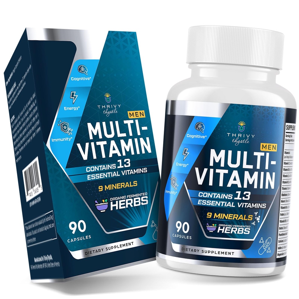 Men Multivitamines 50 Plus - Daily Multivitamin für Männer mit fermentierten Kräuterextrakten & 43 Vitamine und Mineralien - Mens Vitamine unterstützt Gedächtnis & Gehirn, Energie, Knochengesundheit