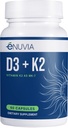D3+K2 - Vitamin D3 K2 Beilage für Damen und Herren - 60 Veggie Kapseln - mit Bioperine Black Pepper Extract - Unterstützt maximale Calciumabsorption und Herz- und Knochengesundheit - Made in USA