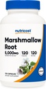 Nutricost Marshmallow Root 5000mg Äquivalent, 120 vegetarische Kapseln - Glutenfrei & Non-GMO - ab 500mg von 10:1 Extrakt