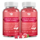 Citrate de calcium 1200mg Gommies avec vitamine D3, K2 - Supplément de zinc de magnésium de calcium à croquer avec extrait de mousse de mer pour les os, les dents, le soutien immunitaire pour les femmes et les hommes, Peach Flavor-60 Gommies(2Pack)