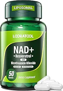NAD+ Resveratrol Supplement, Liposomal Resveratrol, Quercetin NR Ergänzung für Anti-Aging, Fokus, Energie, 60 Kapseln