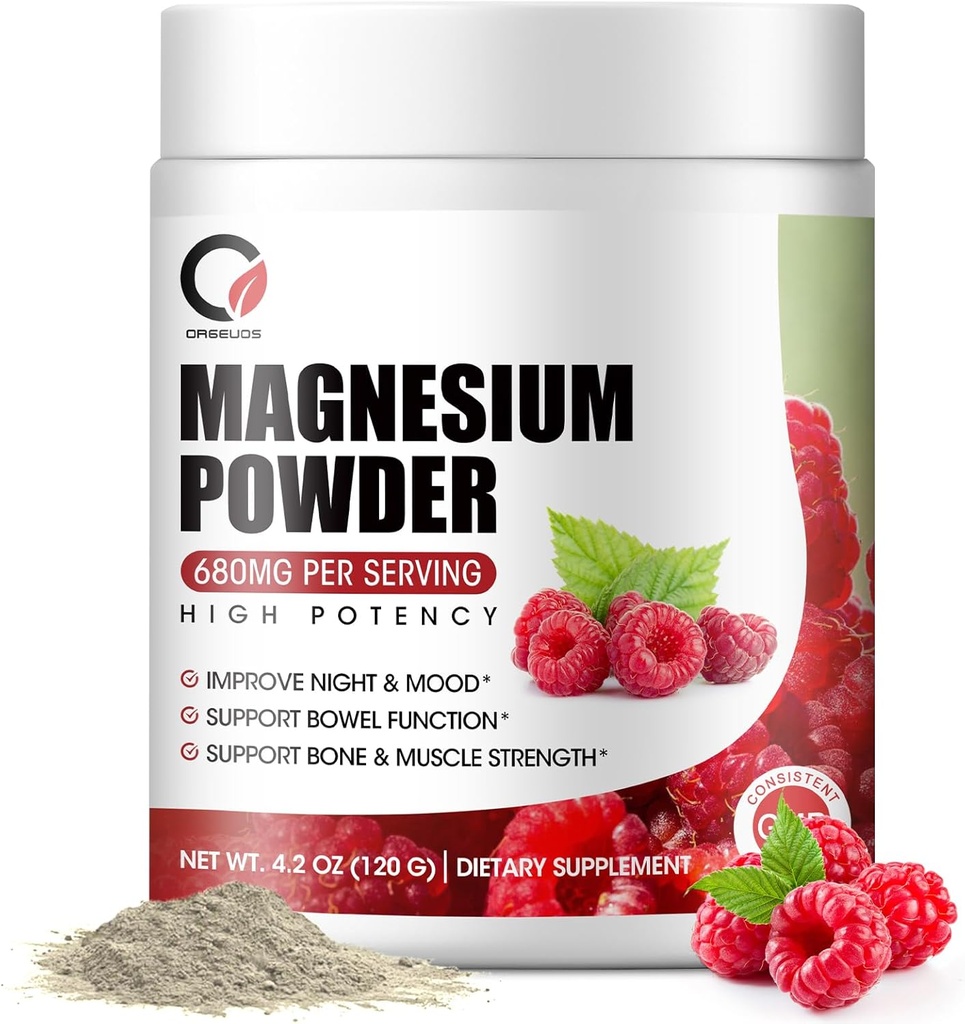 Magnesium Glycinate Powder - 680mg Magnesium Complex Supplement with Magnesium Citrate, Oxide & Vitamin A C D E for Calm, Night & Muscle Support - Vegan, Non GMO (60 Servings, 120 Grams)