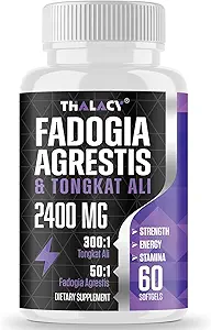 2400mg Fadogia Agrestis Tongkat Ali Supplement - Fadogia Agrestis 1400mg & Tongkat Ali 1000mg Ultra Blend, Maximale Stärke, Muskelmasse & Leichtathletik, 360 Softgels