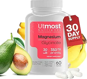 Supplément de glycinate de magnésium - Juste 1 Capsule=175 MG de Magnésium absorbant (350 MG dans 2 Capsules) Non-OGM, sans gluten, sans allergène majeur