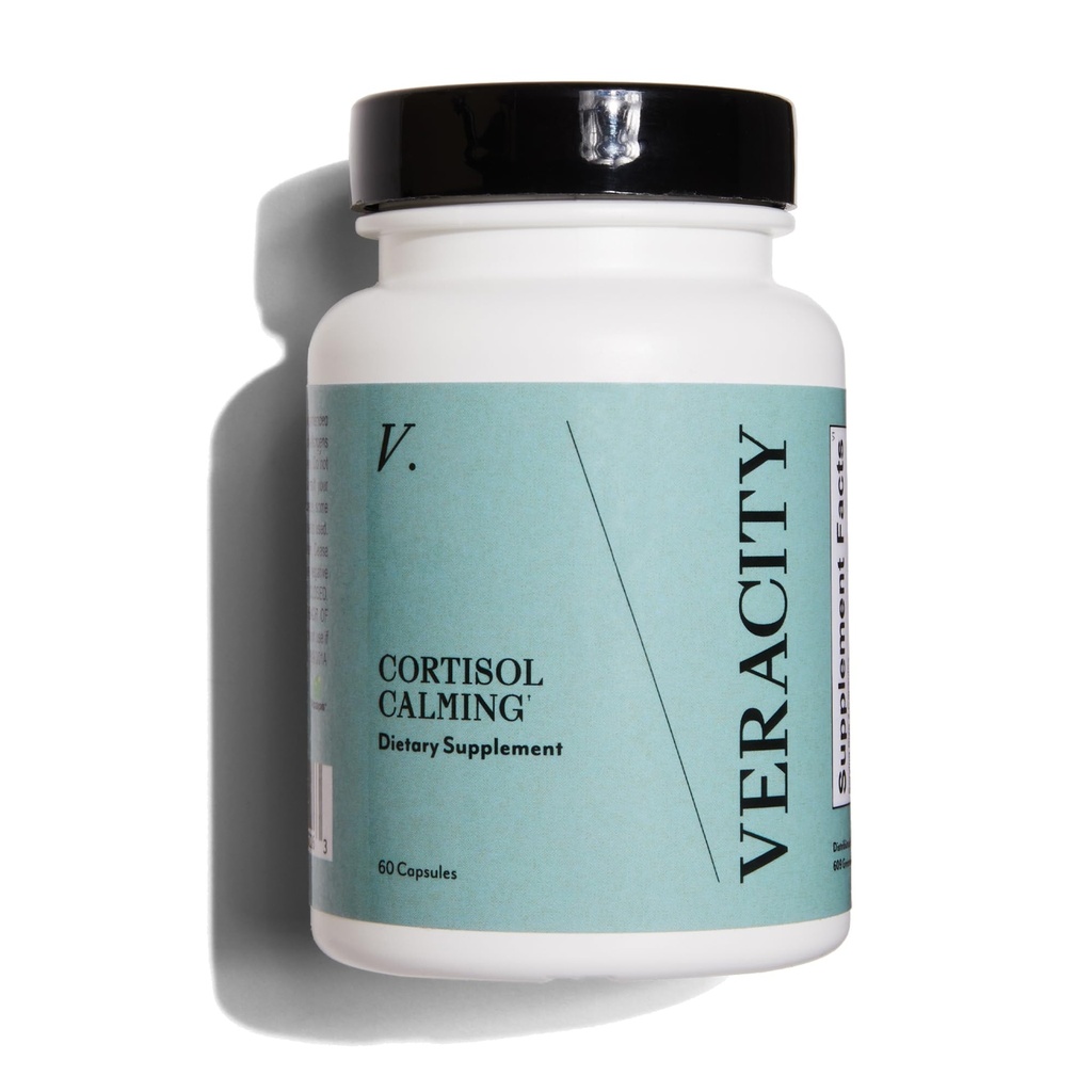 Veracity Cortisol Calming - Clinically Proven Stress & Sleep Support Supplement - Riduce Tension & Migliora la Clarity Mentale con Natural Blend of Adaptogens - 60 Capsule