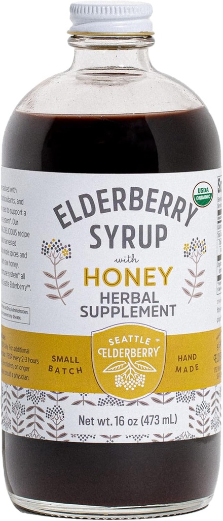 Sirop au miel cru – Delicious, sans gluten supplément à base de plantes avec des avantages immunitaires potentiels fabriqués à partir uniquement d'ingrédients biologiques dans les petits lots aux États-Unis - 16oz