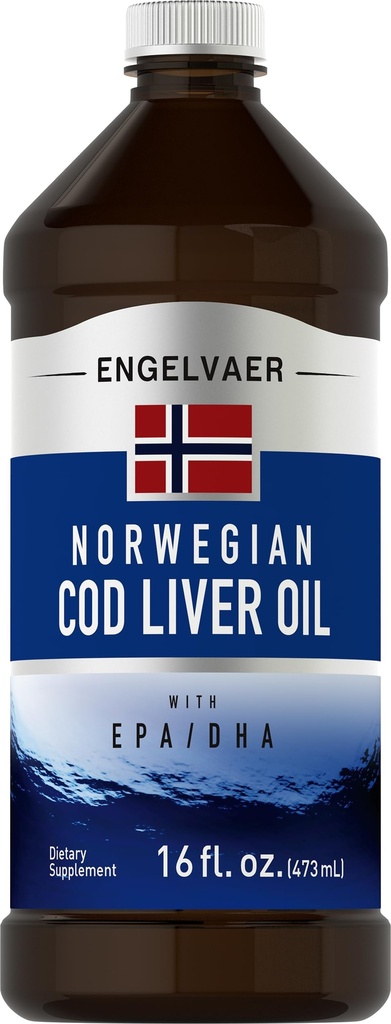 Piping Rock Cod Liver Oil Liquid | 16 fl oz | mit EPA DHA | Engelvaer Norwegian | Non-GMO, Glutenfreie Ergänzung