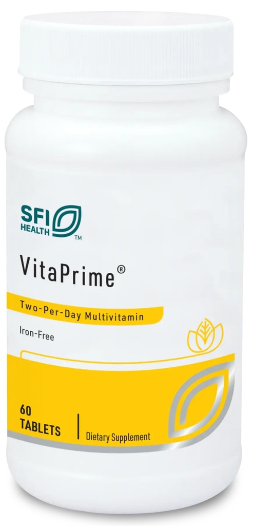 Klaire Labs SFI Health VitaPrime - Iron Free Multivitamin for Women & Men - Förderung der Immunfunktion & Support Nutritional Gaps - Two-Per-Day Multivitamin mit Methyl Folate & B12 (60 Tabletten)