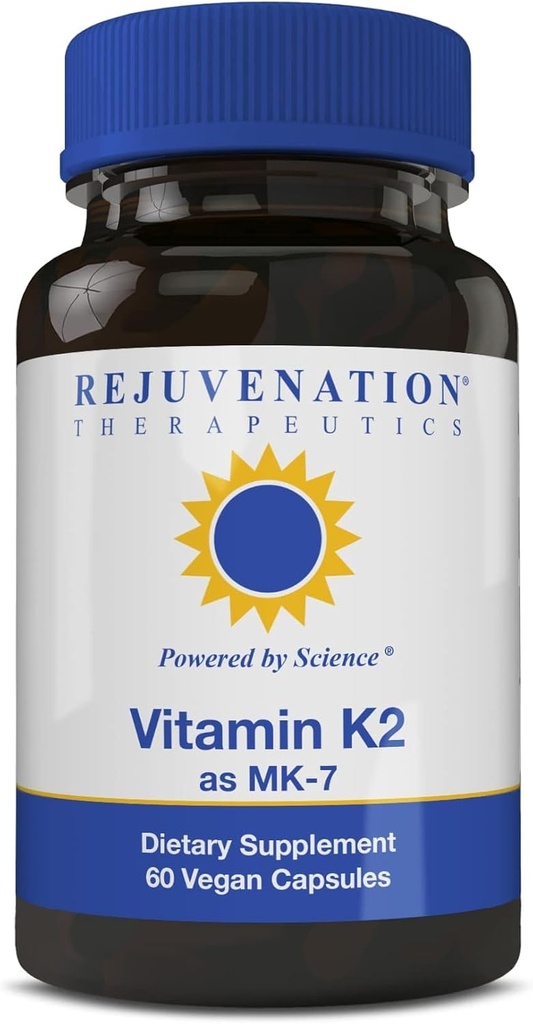 Rejuvenation Therapeutics Vitamin K2 MK-7 | 60-Day Supply, High Potency (300mcg) | Easy to Swallow Vegetarian Capsules