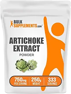 BulkSupplements.com Polvere di estratto di carciofo - Supplemento di erbe, supplemento di carciofo - Vegan & Gluten Free, 750mg per porzione, 250g (8.8 oz) (pacchetto di 1)