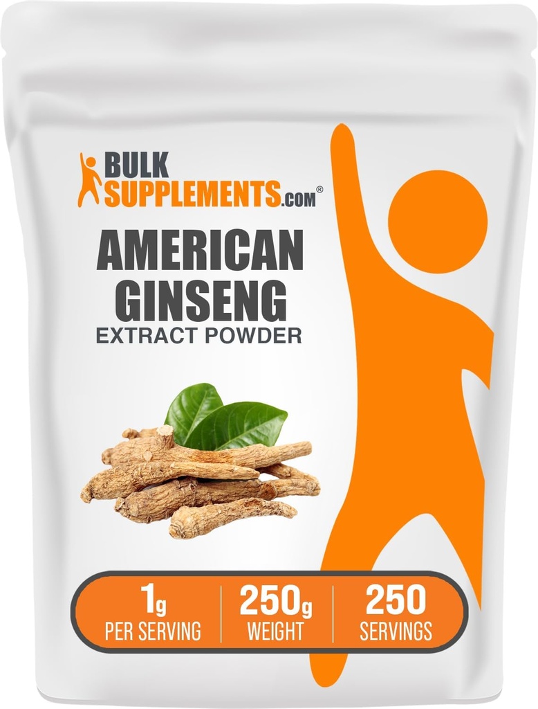 BulkSupplements.com American Ginseng Extract Powder - Ginseng Supplement, Kräuterergänzungsmittel - Glutenfrei, 1g pro Servierung, 250g (8.8 oz) (Pack von 1)