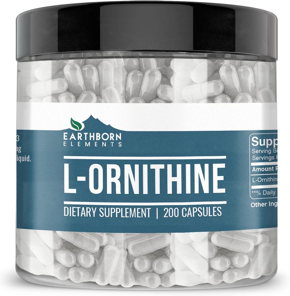 Éléments terriens (200 capsules L-Ornithine HCl, acide amino, synthèse protéique