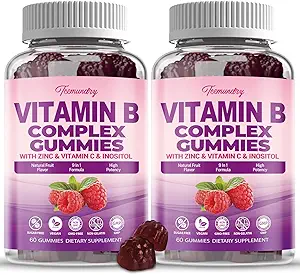 Sugar-Free Vitamin B Complex Gummi für Damen - Vegan b Vitamins Complex mit Methyl B12, Methyl Folat - Plus Vitamin C, Zink, Inositol - Unterstützt Energie, Immun, Gesundes Haar, Haut (120 Count)