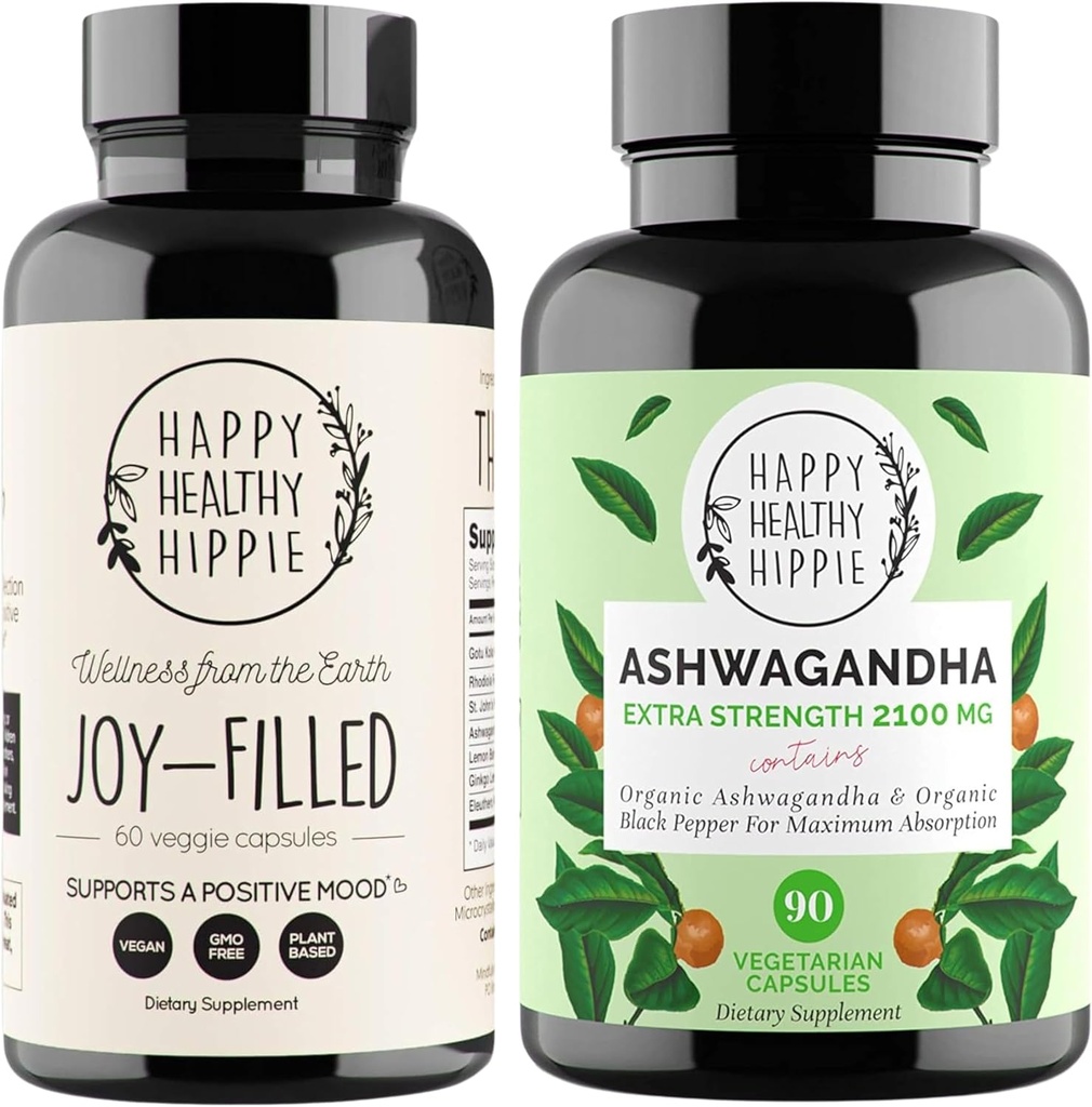 Happy Healthy Hippie Joy-Filled Mood Support Supplemento + Organic Ashwagandha Stress