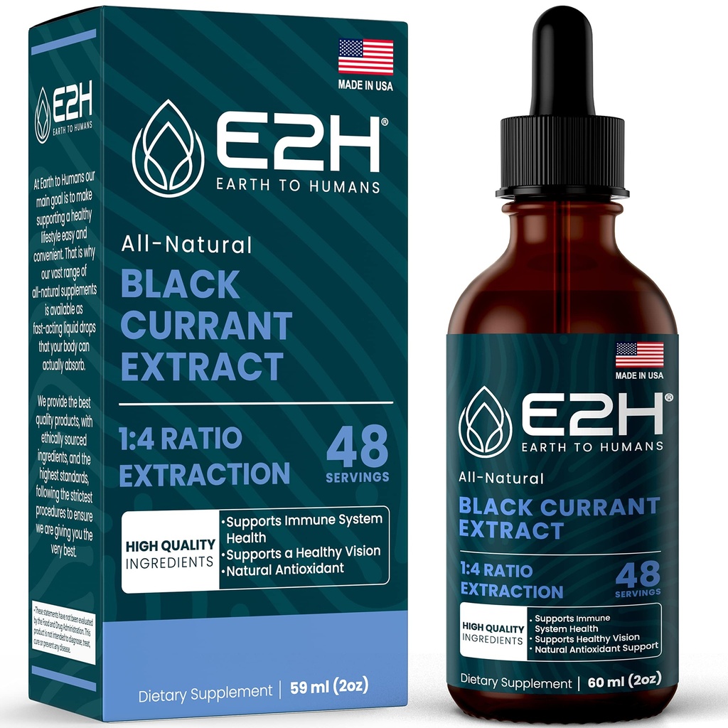 Estratto di ribes nero naturale di E2H, semi di ribes nero pressato a freddo - salute del sistema immunitario - liquido assorbente veloce - 2 Fl Oz