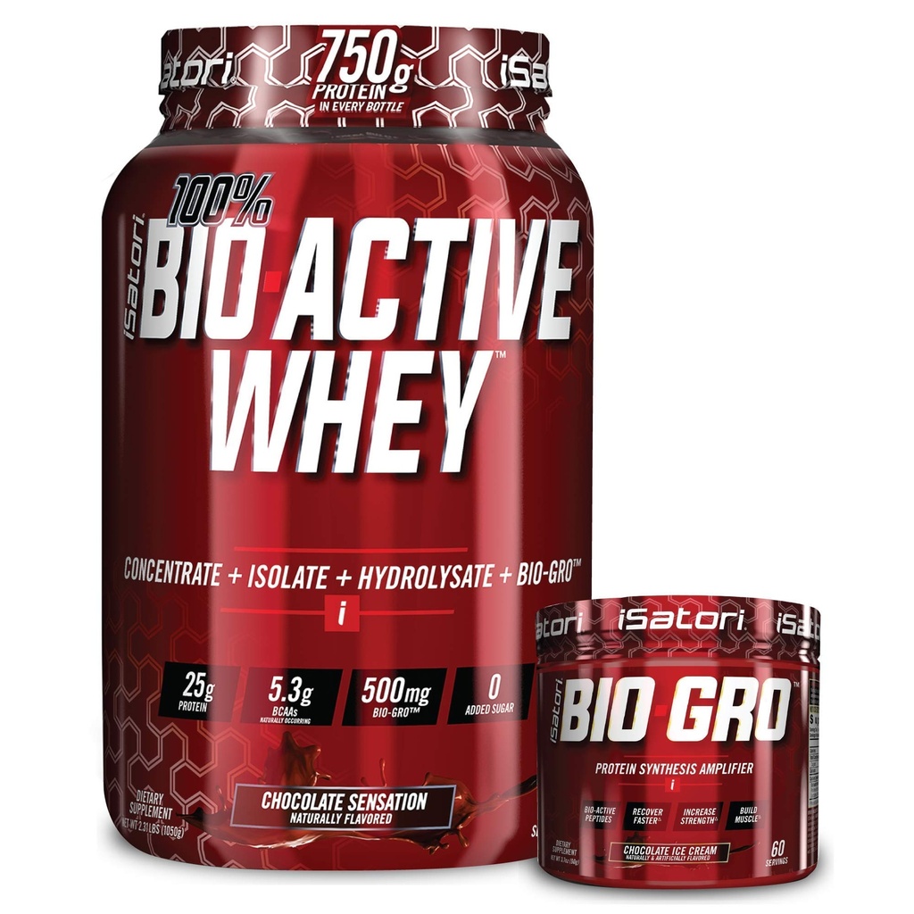 iSatori Bio-GRO Schokoladeneiscreme (60 Servierungen) & Bio-Active Whey Protein Pulver Schokoladensensation (30 Servierungen)
