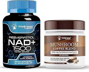 BIEN-ÊTRE LABSRX NAD+ Capsules de supplément 1500mg - Mélange de café de champignons