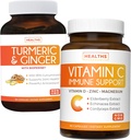 Bundle of Vitamin C Immune Support & Turmeric Curcumin - Daily Support: Immune + Joint Health - Immune Support - Vitamin C with Zinc (Non-GMO) & Turmeric Curcumin - Black Pepper Extract (Non-GMO)