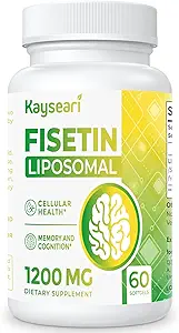 Fisetin 1200mg Liposomale Fisetin Suppléments 98% Pure Fisetin Polyphénols Antioxydants Immunité Santé Vieillissement Soutien cognitif Non-OGM 60 Capsules