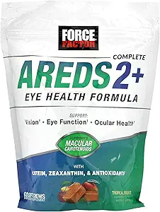 FORCE FACTOR AREDS2+ Augen Vitamine mit Lutein & Zeaxanthin, AREDS 2 Formel Macular Carotinoide zu unterstützen, Augengesundheit Ergänzungen für Erwachsene zu unterstützen Vision, Tropical Punch Flavor, 60 Soft Chews