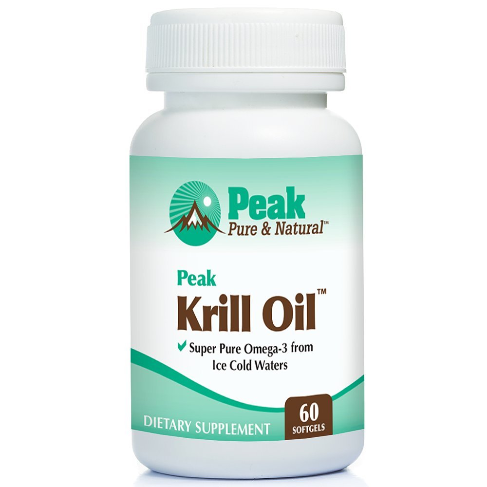 Peak Pure & Natural, Peak Krill Oil Supplement - Better Than Fish Oil for Joint and Heart Health - Krill Oil Brain Supplement - EPA, DHA e Astaxanthin - 60 softgels