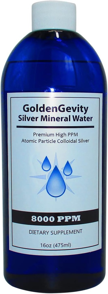 8000 PPM Bioactive Atomic Colloidal Silver, 16 oz | Non-Toxic, Non-GMO Trace Mineral Immun Support Supplement