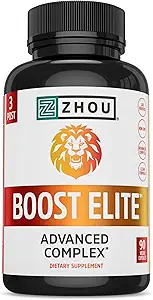 Zhou Boost Elite - Integratore energetico, Pillole di supporto muscolare naturale per gli uomini con Tribulus, Fenugreek, Ginseng e Maca - 90 capsule vegetali