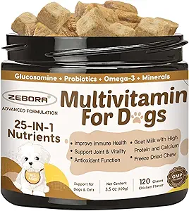 Hund Multivitamin mit Probiotika - Hunde Vitamine und Ergänzungen - Multivitamin für Hunde mit Glucosamin, Omega 3 und Probiotika für Hunde Verdauungsgesundheit, Immunität, Gelenk, Hip, Haut und Mantel