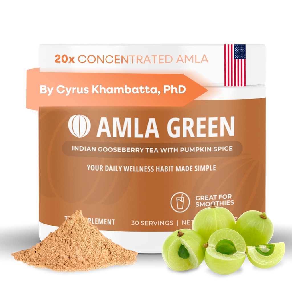 Amla Pulver Superfood-Ergänzung mit Kürbis Gewürz, 20x Ultra Concentrated Amla, Hergestellt mit Cinnamon, Ginger, Nutmeg, Tücher, Allspice, Cardamom, Indische Stachelbeeren, Kürbis Gewürz, 30 Servierungen