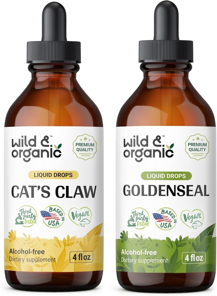 Wild & Organic Cat's Claw Tincture 4 fl oz & Goldenseal Tincture 4 fl oz