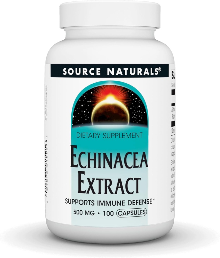 Source Naturals Echinacea Root Extract - Supports Immune Defense* - 500mg - 100 Capsules
