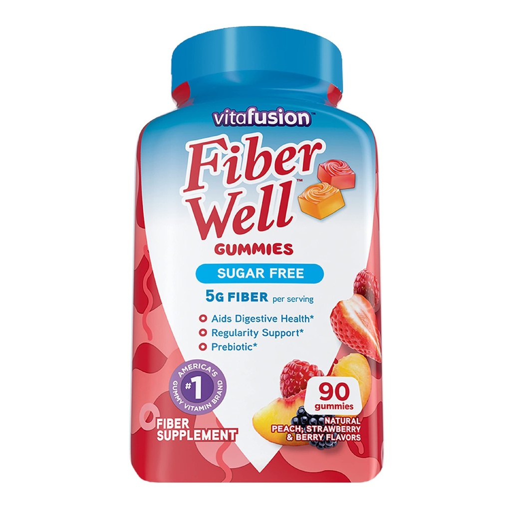 Vitafusion Fiber Well Sugar Free Fiber Supplement, 90 Count B12 Gummy Vitamine, 60 Count