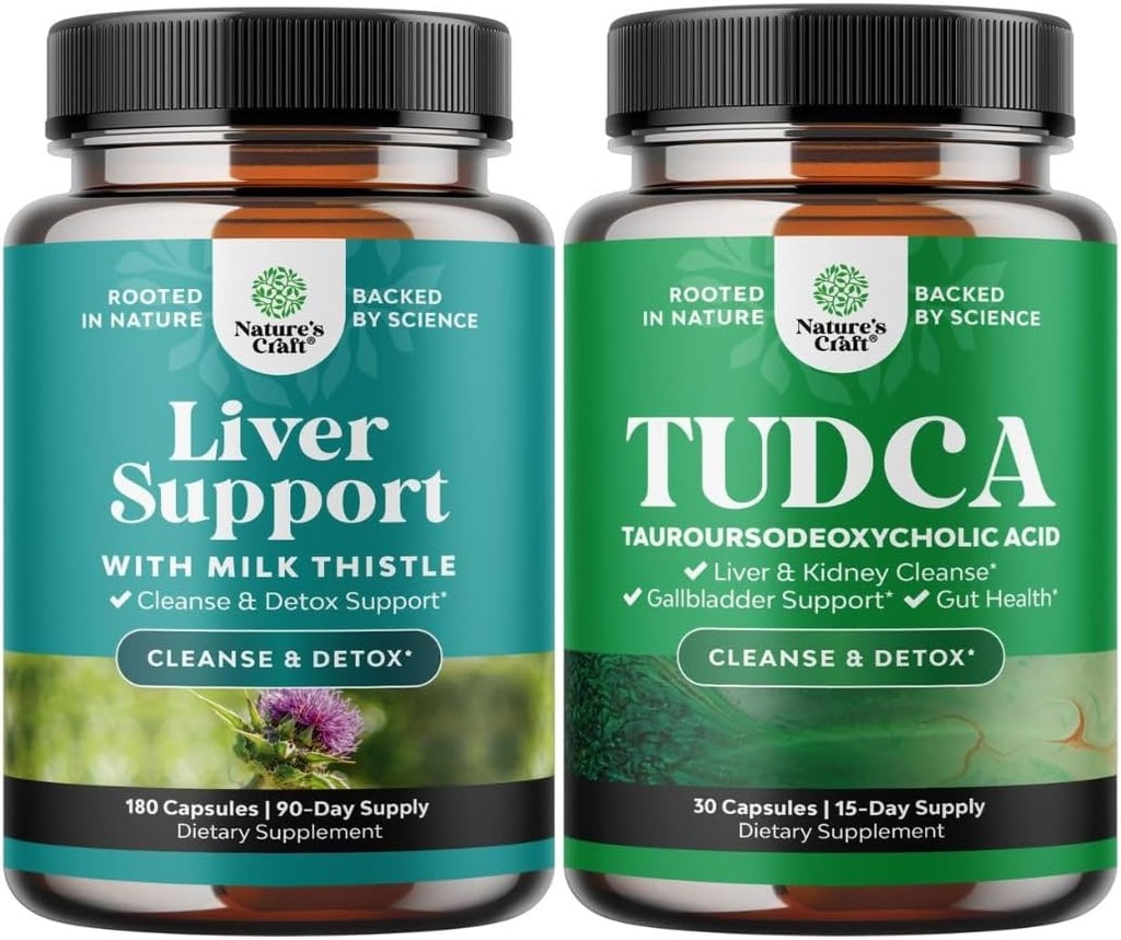 Bundle of Liver Cleanse Detox & Repair - Kräuter Leber Unterstützung Milch-Diesel-Ergänzung und Advanced Bile Salz TUDCA-Ergänzung - Extra Strength TUDCA 500mg pro Servieren Bile Salts für Gallbladder,Kidney
