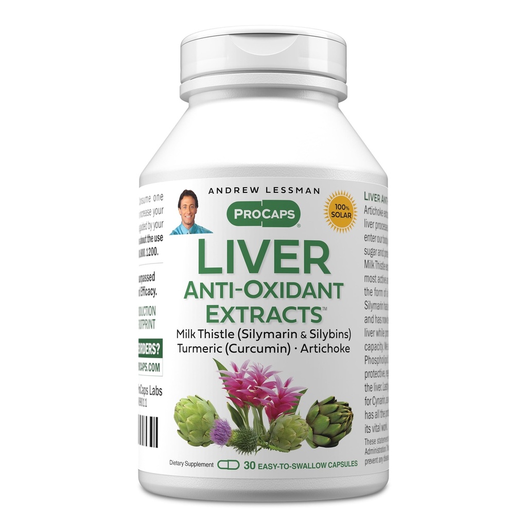 ANDREW LESSMAN Liver Anti-Oxidant Extrakte 30 Kapseln - unterstützt die hart arbeitenden Gewebe der Leber, fördert Optimum Liver Gesundheit und Funktion. Milchdistel, Kurkuma und Artischockenextrakte