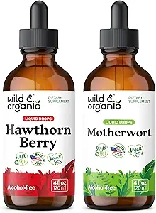 Wild & Organic Hawthorn Tincture 4 fl oz & Motherwort Tincture 4 fl oz