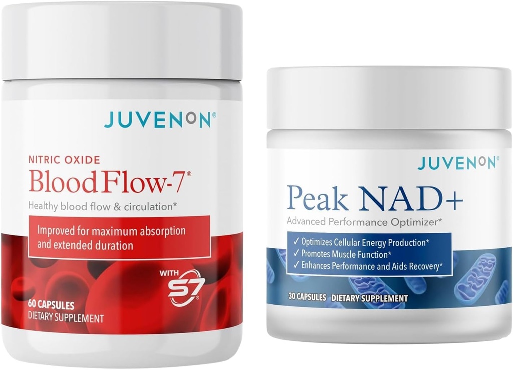 Supplément d'oxyde nitrique Juvenon BloodFlow-7 avec Nitrosigine + pic NAD+