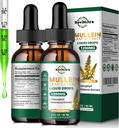 Gocce di Mullein 2 Pack per polmoni, 1200 mg Foglia di molluschi Gocce di liquido con clorofilla per la pulizia polmonare & Detox, supporto per il sistema respiratorio, immunitario, digestivo