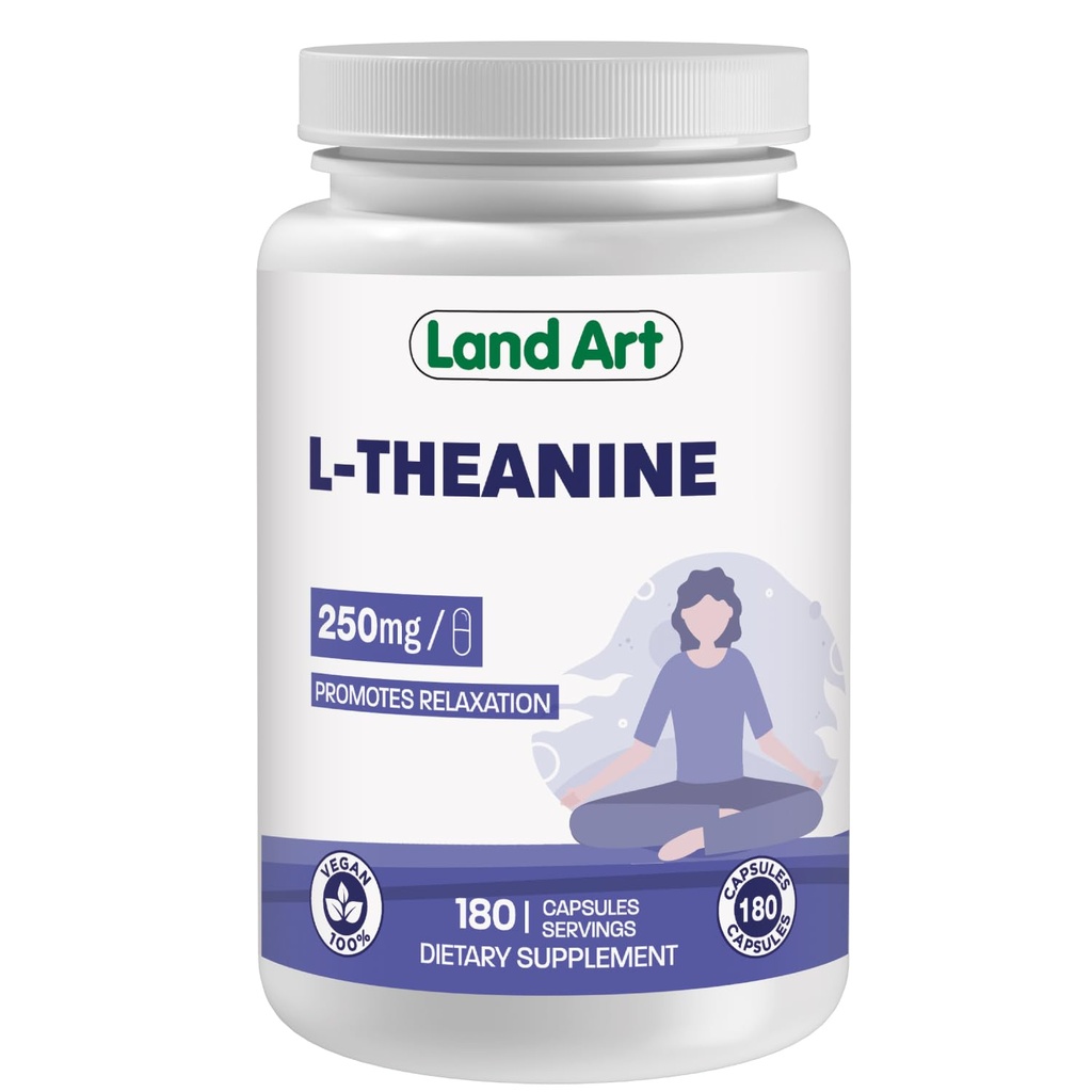 L-teanina 250mg 180 Vcaps - Bonus Size - 180 Serve - HIGH Potency - promuove il relax - Vegan