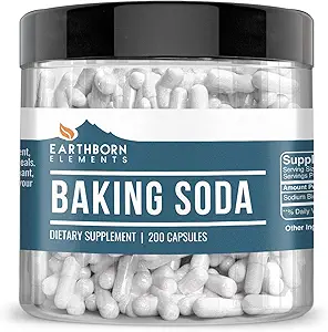 Éléments d'origine terrestre Cuisson Capsules de soude, 200 Capsules, Bicarbonate de sodium