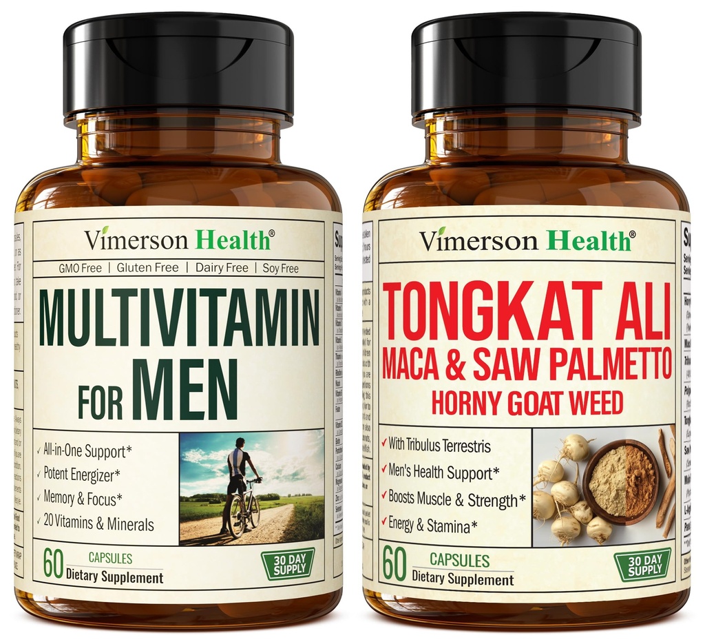 Vimerson Health Multivitamin für Männer & Tongkat Ali für Männer mit Horny Ziegenkraut, Maca Root Powder, Tribulus Terrestris, Saw Palmetto Extrakt