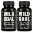 Wild Foods Activated Charcoal Capsules | 100% Organic Coconut Shells Active Tablets for Bloating Relief | Lab Tested & Non-GMO Detox Pills | USA (Two Bottles - 120 Capsules)