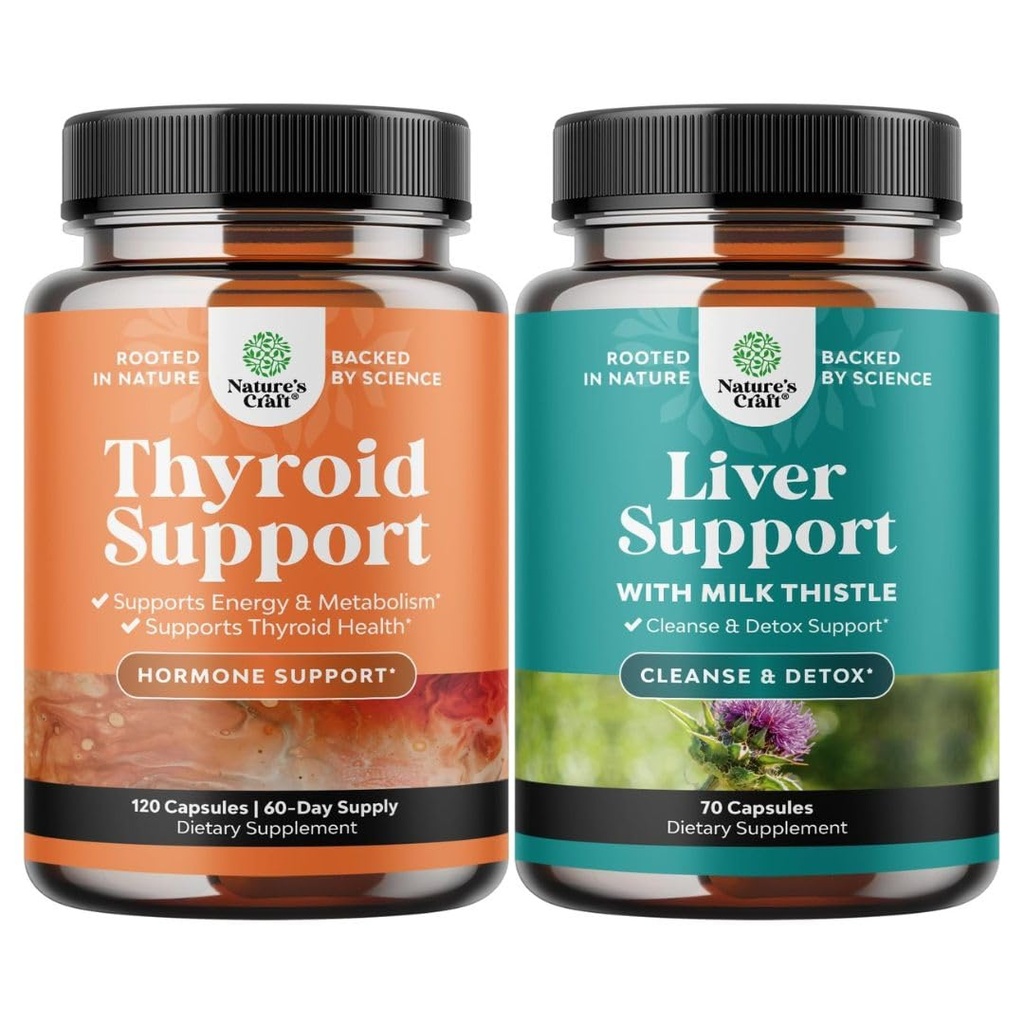 Complexe de soutien à la thyroïde herbacée avec L Tyrosine Bladderwrack Sélénium Pure Ashwagandha et foie Nettoyer la désintoxication et la réparation - Thistle de lait avec Dandelion racine Choline Beetroot & Artichaut Extrait