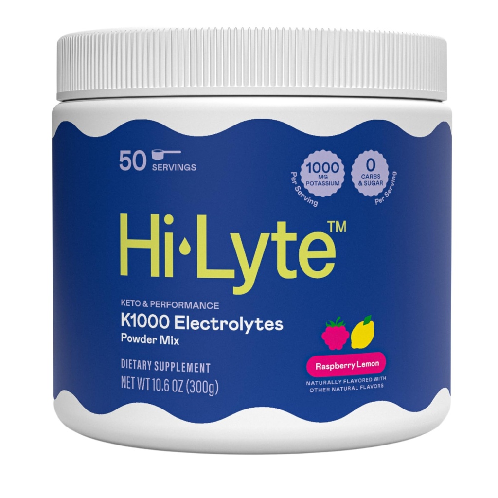Hi-Lyte Keto K1000 Elektrolytpulver | Raspberry Lemon | Hydration Supplement Getränke Mix | Boost Energy & Beat Leg Cramps | Kein Zucker, keine Maltodextrin | 50 Portionen
